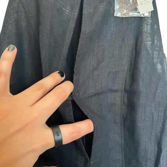 NWT Madewell Seamed Wide Leg Jumpsuit 100% Linen True Black Romper Lagenlook 12 - Picture 8 of 15